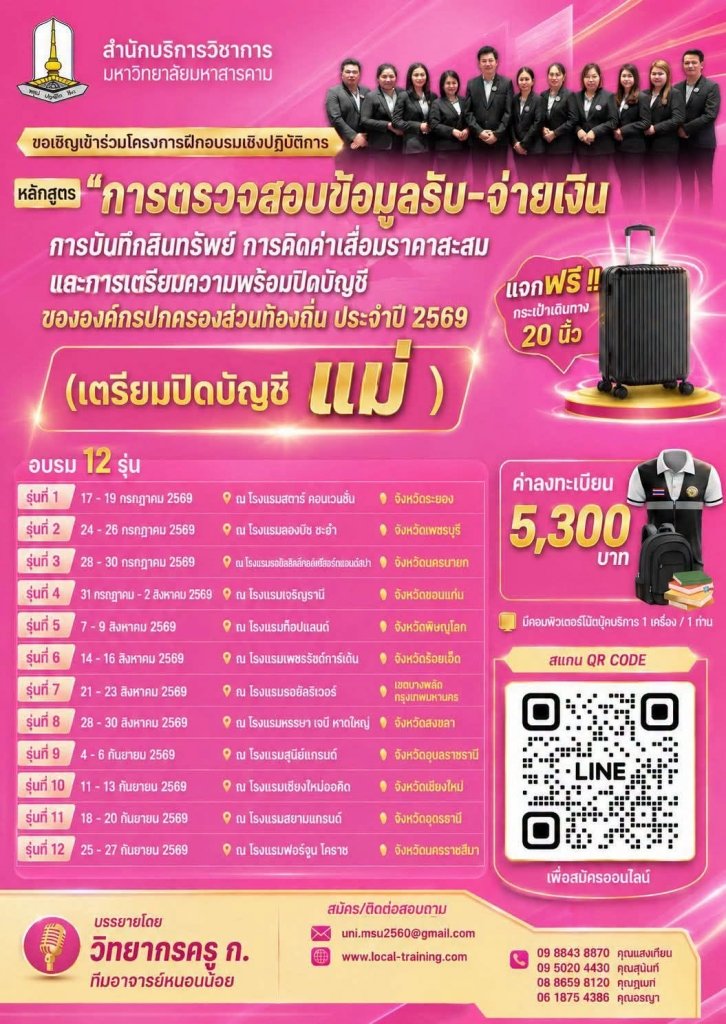 การตรวจสอบข้อมูลรับ-จ่ายเงิน  การบันทึกสินทรัพย์ การคิดค่าเสื่อมราคาสะสม และการเตรียมความพร้อมปิดบัญชี อปท. (หน่วยงานแม่)